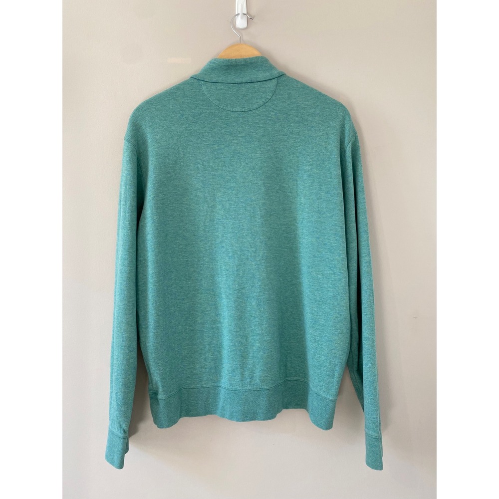 Polo Ralph Lauren Mens Large Green Heather Quarter Zip Pullover Cotton Blend L - Picture 2 of 5